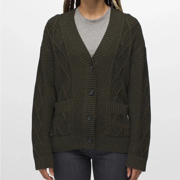 PrAna Sangria Fields Cardigan - Heathered Green - Picture 1 of 7